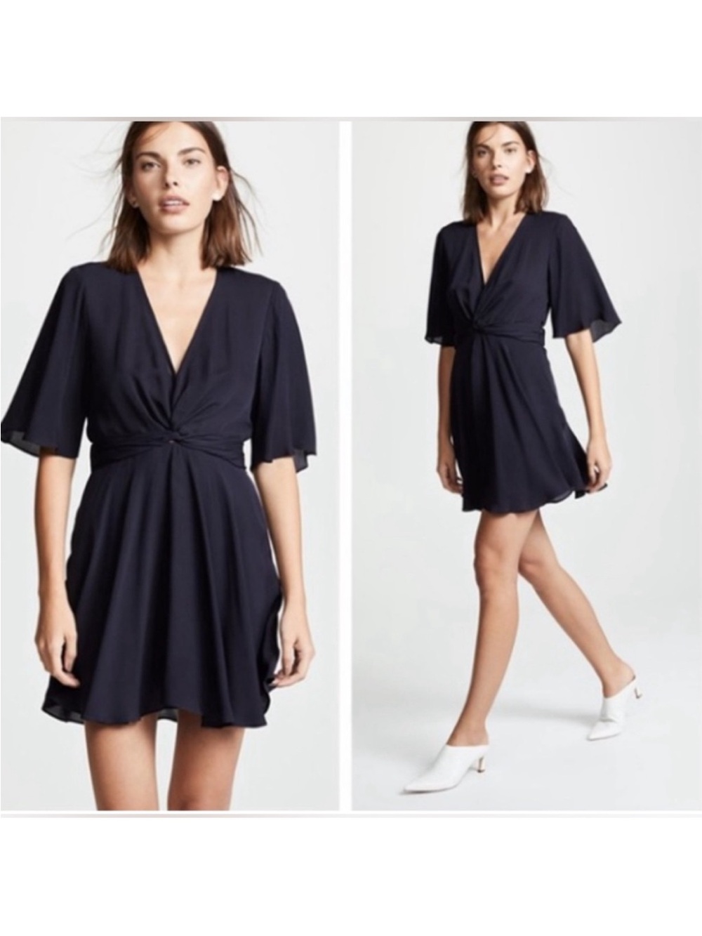 Women's Twist-Front V-Neck Dress
